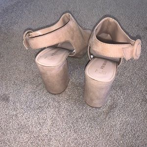 Primark size 7 womens tan suade open toe heel